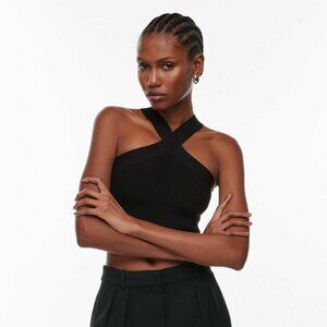 Babaton Sculpt Knit Crisscross Cropped Tank Black L